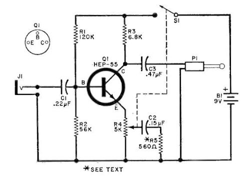Vintage treble booster schematic from 1969